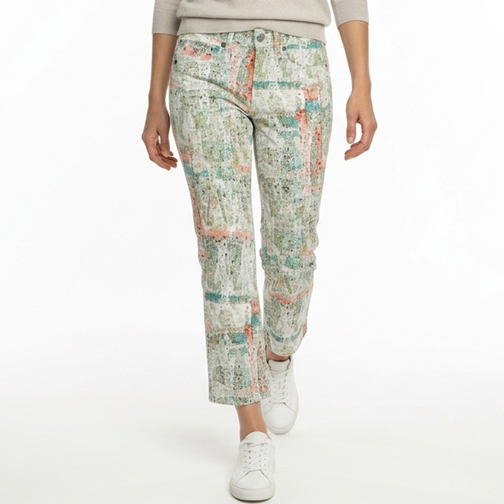 NYDJ Straight Cropped Pants Paisley Impression Marilyn Cut NEW! SZ 4